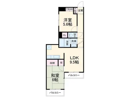 フロントピア蕨(2LDK/4階)の間取り写真