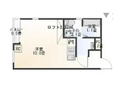 THE ROOM 新検見川(1K/1階)の間取り写真