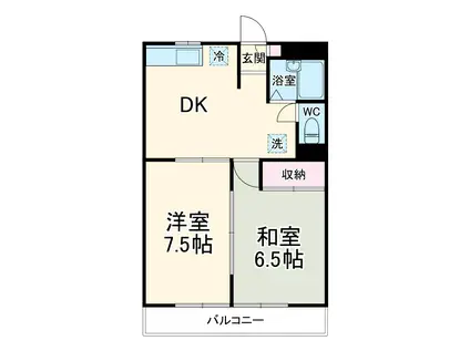サンライズ百合ヶ丘(2DK/3階)の間取り写真