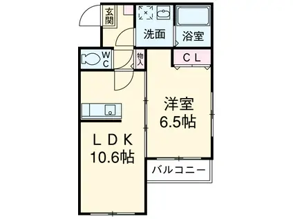 カーサメイプル千葉中央(1LDK/4階)の間取り写真