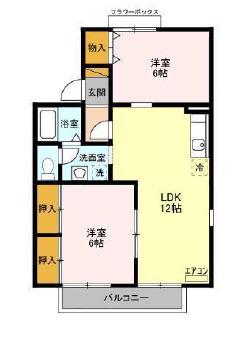 セジュール茂原公園(2LDK/2階)の間取り写真