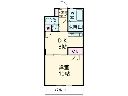 セントラルヒルズ(1DK/2階)の間取り写真