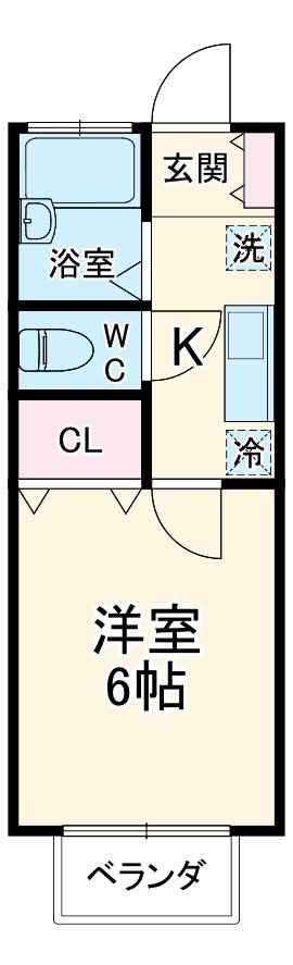 セピアM(1K/2階)の間取り写真