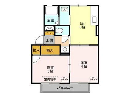 パークアベニューD棟(2DK/2階)の間取り写真