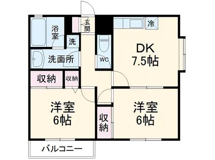 グリーンパーク(2DK/2階)の間取り写真