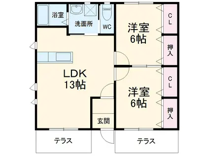 遠州鉄道 助信駅 徒歩21分 2階建 築19年(2LDK)の間取り写真