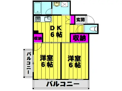 東川口グリーンハイツ(2DK/3階)の間取り写真