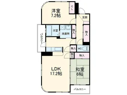 JUNO(2LDK/3階)の間取り写真