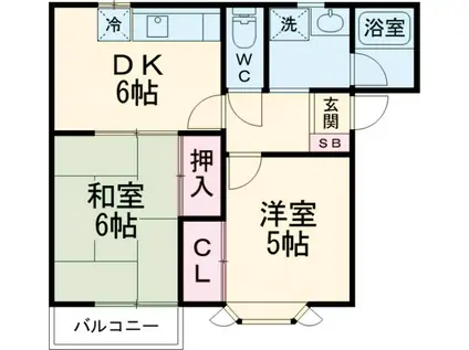 フレシール町田Ⅱ(2DK/2階)の間取り写真