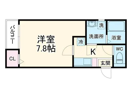 クレフラスト静岡大北(1K/1階)の間取り写真