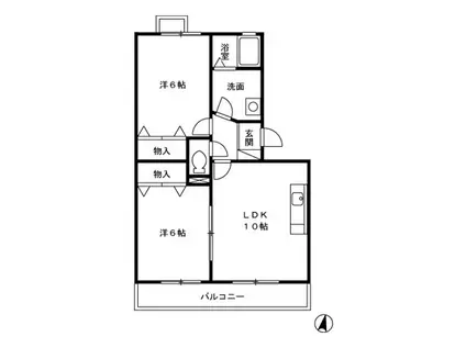 フォレストヒルズB(2LDK/1階)の間取り写真