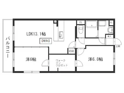 アレンダール南若林(2LDK/1階)の間取り写真