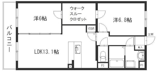 アレンダール南若林(2LDK/1階)の間取り写真
