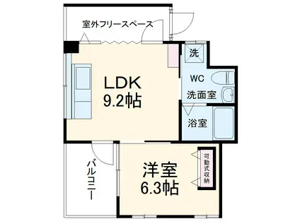 VILLA COZY(1LDK/3階)の間取り写真