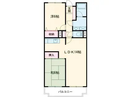 ルミエール新宿(2LDK/4階)の間取り写真