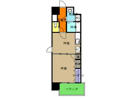 リシェス中屋(1DK/7階)の間取り写真