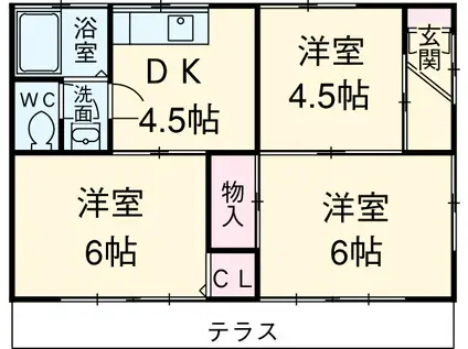 第2鄕橋コーポ(3DK/2階)の間取り写真