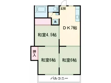 桜ビラA棟(3DK/1階)の間取り写真