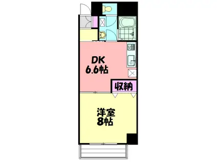 オーキッドレジデンス千葉中央(1DK/9階)の間取り写真