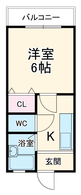 遠州鉄道 遠州病院駅 徒歩18分 2階建 築29年(1K/1階)の間取り写真