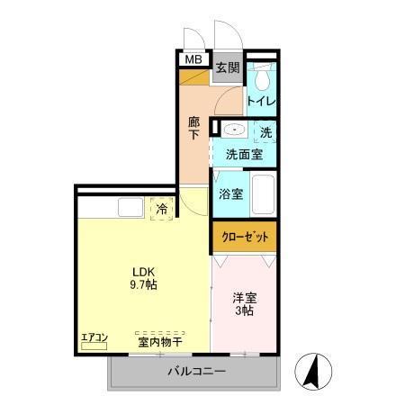 グラマードマレⅡ(1LDK/3階)の間取り写真