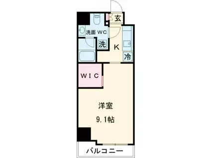 エスポワール(1K/6階)の間取り写真