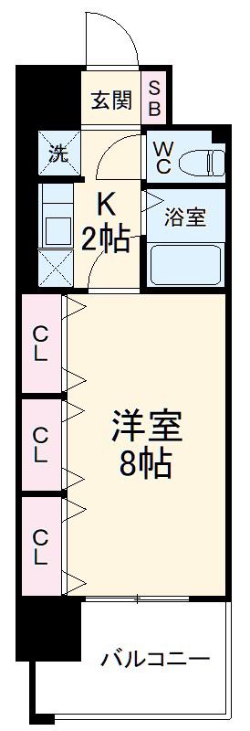 GRASS SQUARE 六番館(1K/8階)の間取り写真