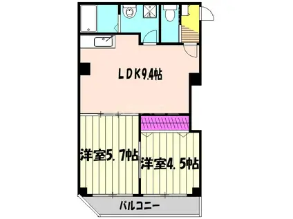 レフィーユ(2LDK/4階)の間取り写真