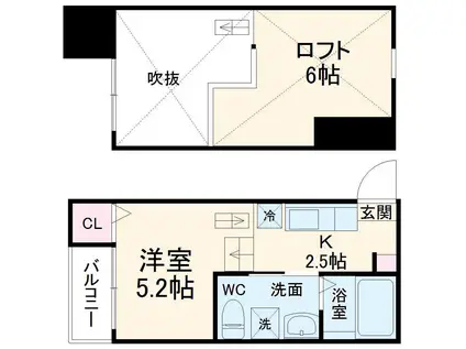REGIUS幕張(1K/2階)の間取り写真