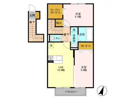 リュトレビアン(2LDK/2階)の間取り写真