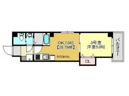 金太郎ヒルズ106(1DK/4階)の間取り写真