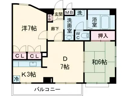 フラテ西荻窪(2DK/1階)の間取り写真