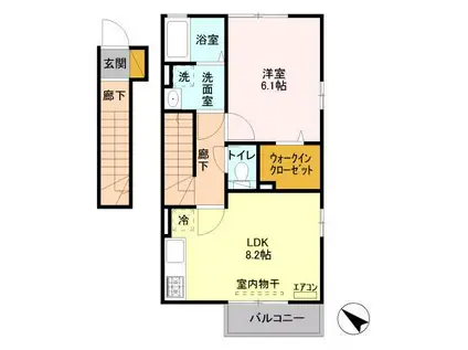 ラウレア(1LDK/2階)の間取り写真