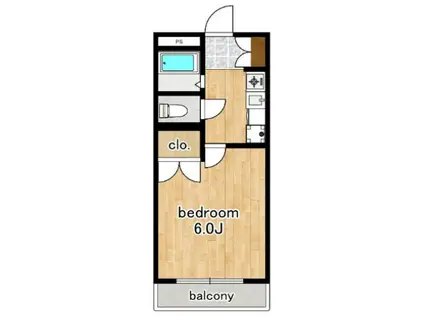 ロジマン蕨Ⅱ(1K/1階)の間取り写真