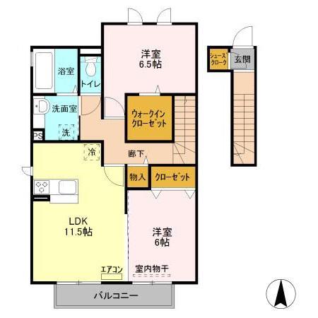 ソレアードカーサ(2LDK/2階)の間取り写真