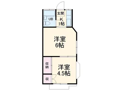 ベルセゾン葛城(2K/1階)の間取り写真