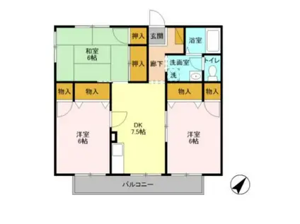 ハートフルアサノ(3DK/1階)の間取り写真