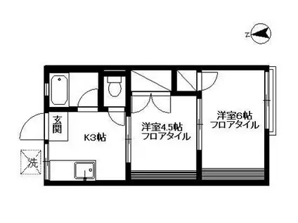 ライラックハイム(2K/2階)の間取り写真