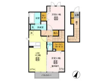メゾンハーモニー(2LDK/2階)の間取り写真