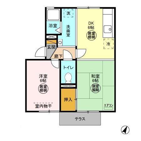 カーサフォンターナ(2DK/1階)の間取り写真
