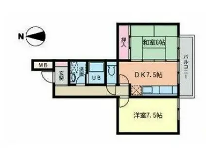 ハイネス今川(2DK/3階)の間取り写真