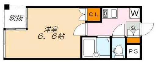 蕨ヒルズE棟(1K/1階)の間取り写真