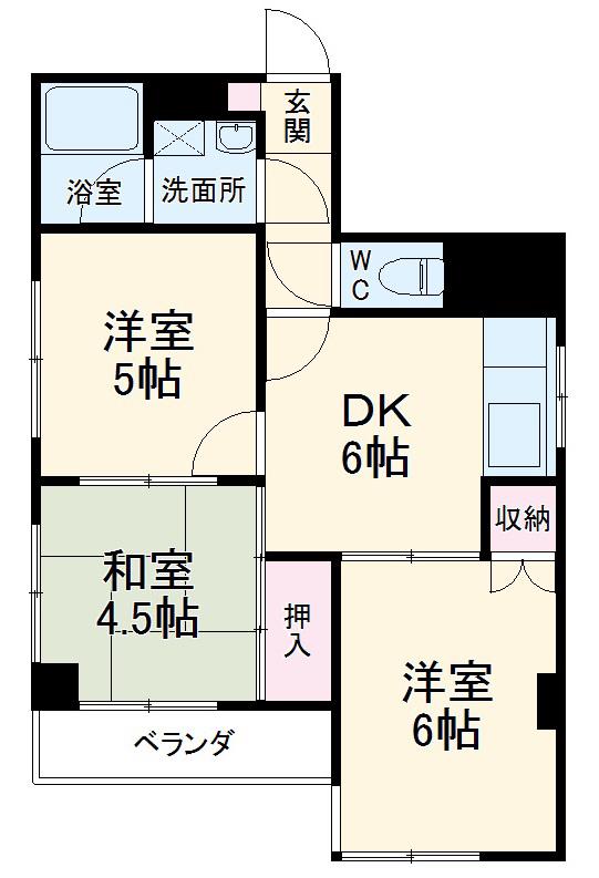 ぷちあみ蕨(3DK/3階)の間取り写真