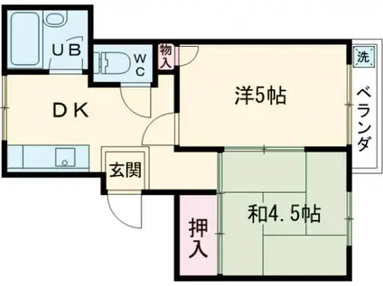 カトウ第二ハイツ(2DK/3階)の間取り写真