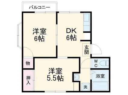 コンフォートハウス(2DK/2階)の間取り写真