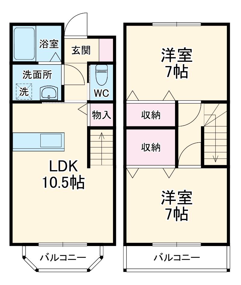 ロングアイランドヒルツE(2LDK)の間取り写真