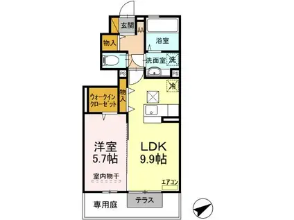 グランシャリオ I・Ⅱ(1LDK/1階)の間取り写真