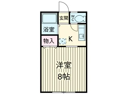 ホワイトハウスⅡ(1K/1階)の間取り写真