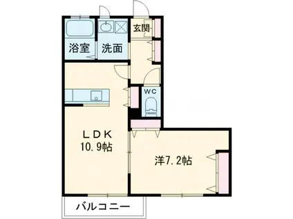 ベレオ森野(1LDK/1階)の間取り写真