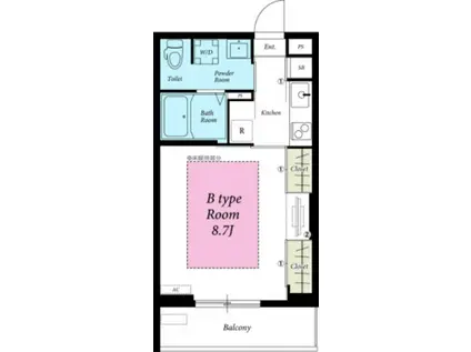 リブリ・みどり野(1K/2階)の間取り写真